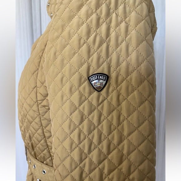 Post card quilted high quality trench coat in colour gold! Outerwear Size 6 - Picture 4 of 17